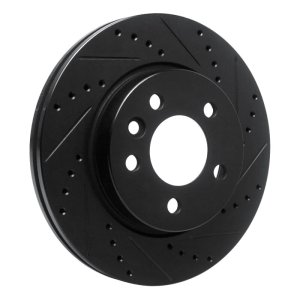 Volkswagen AMAROK Brake Rotor (1) - Front Right - R1 Concepts - Drilled & Slotted - Black - `10-`17